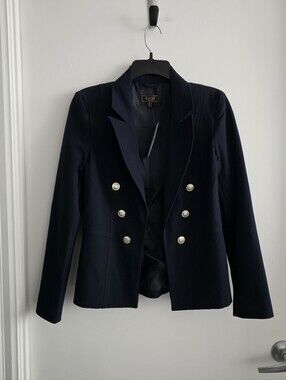 NWT Lipsy Navy Double-Breasted Blazer with Gold Buttons Sz 4